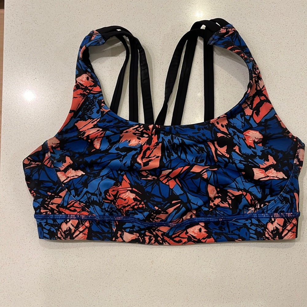 Multi color good used condition Lululemon energy bra size 8.